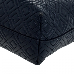 Pre Owned Tory Burch Blue Leather Small Fleming Tote