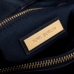 Pre Owned Tory Burch Blue Leather Small Fleming Tote