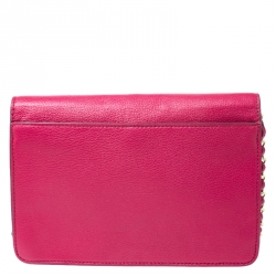 مملوكة مسبقًا Tory Burch Fuchsia/Gold Leather Kira Envelope Flap Chain Bag