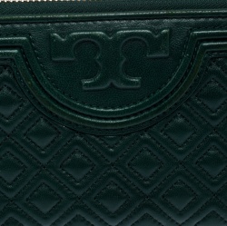 مملوكة مسبقًا Tory Burch Green Leather Fleming Zip Around Wallet