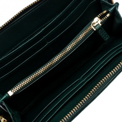 مملوكة مسبقًا Tory Burch Green Leather Fleming Zip Around Wallet