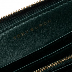 مملوكة مسبقًا Tory Burch Green Leather Fleming Zip Around Wallet