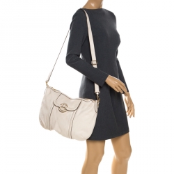 Pre Owned حقيبة كتف توري برش Amanda Flat جلد بيج فاتحة