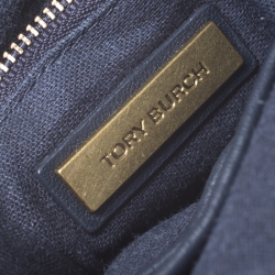 Pre Owned حقيبة كروس توري برش روبينسون شراشيب قبة صغيرة جلد كحلية