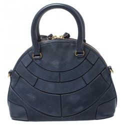 Pre Owned حقيبة كروس توري برش روبينسون شراشيب قبة صغيرة جلد كحلية