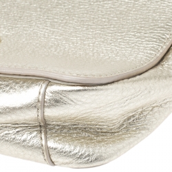 Pre Owned Tory Burch Metallic Gold Leather Mercer Shoulder Bag