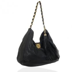 Pre Owned Tory Burch Black Leather Hobo