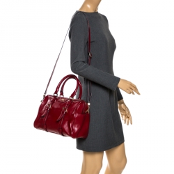 Tory Burch Red Leather Robinson Boston Bag