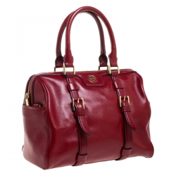 Tory Burch Red Leather Robinson Boston Bag