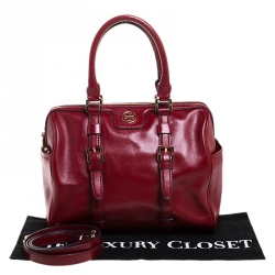 Tory Burch Red Leather Robinson Boston Bag