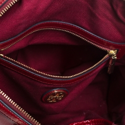 Tory Burch Red Leather Robinson Boston Bag