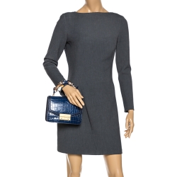 مملوكة مسبقًا حقيبة تولاي برش جولييت جلد نقشة التمساح أزرق بيد علوية