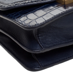 مملوكة مسبقًا حقيبة تولاي برش جولييت جلد نقشة التمساح أزرق بيد علوية