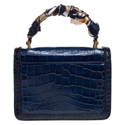 مملوكة مسبقًا حقيبة تولاي برش جولييت جلد نقشة التمساح أزرق بيد علوية