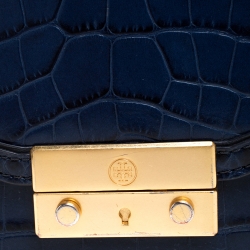 مملوكة مسبقًا حقيبة تولاي برش جولييت جلد نقشة التمساح أزرق بيد علوية