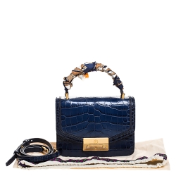 مملوكة مسبقًا حقيبة تولاي برش جولييت جلد نقشة التمساح أزرق بيد علوية