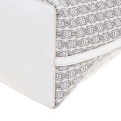 Pre Owned حقيبة يد شوبر توري برش وصلة Gemini  كانفاس مقوي عاجية 