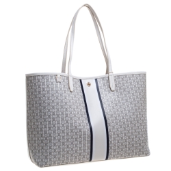 Pre Owned حقيبة يد شوبر توري برش وصلة Gemini  كانفاس مقوي عاجية 