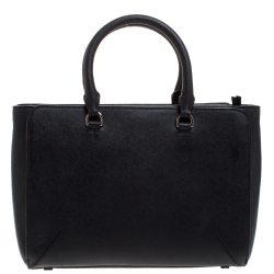 Pre Owned Tory Burch Black Leather Micro Robinson Tote