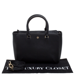 Pre Owned Tory Burch Black Leather Micro Robinson Tote