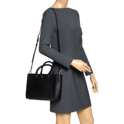 Pre Owned Tory Burch Black Leather Micro Robinson Tote