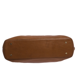 Pre Owned حقيبة توري برش بومب جلد بني فاتح