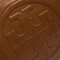 Pre Owned حقيبة توري برش بومب جلد بني فاتح