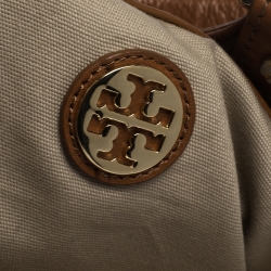 Pre Owned حقيبة توري برش بومب جلد بني فاتح