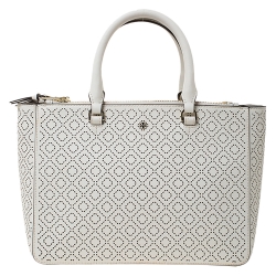 Tory Burch Robinson Leather Tote In New Cream/gold