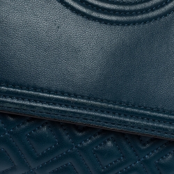 مملوكة مسبقًا حقيبة كتف توري بورش فليمينغ متوسطة جلد أزرق