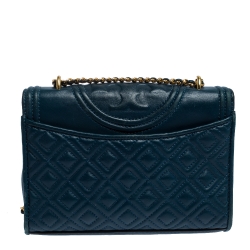 مملوكة مسبقًا حقيبة كتف توري بورش فليمينغ متوسطة جلد أزرق