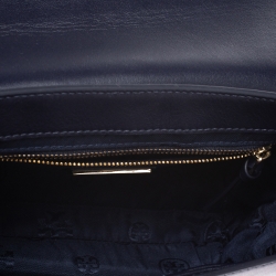 Tory Burch Blue Leather Duet Chain Embellished Shoulder Bag