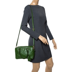Tory Burch Green Stitched Leather Robinson Satchel