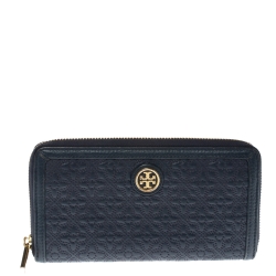 Tory Burch Blue Leather Robinson Zip Around Wallet Tory Burch