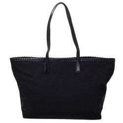 مملوكة مسبقًا حقيبة يد توري برش شوبر جلد ونايلون سوداء