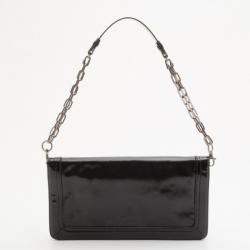 مملوكة مسبقًا Tory Burch Black Patent Crinkle Bombe Reva Clutch