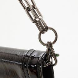 مملوكة مسبقًا Tory Burch Black Patent Crinkle Bombe Reva Clutch