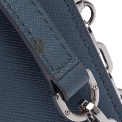 Pre Owned Tory Burch Blue Saffiano Leather Robinson Wallet on Chain