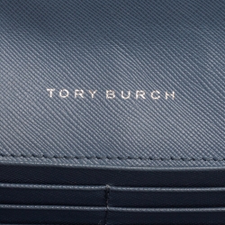 Pre Owned Tory Burch Blue Saffiano Leather Robinson Wallet on Chain
