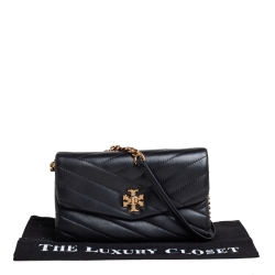 Pre Owned Tory Burch Black Quilted Leather Kira Crossbody Bag