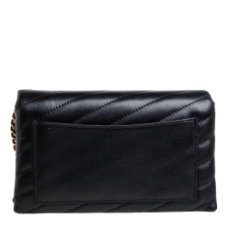 Pre Owned Tory Burch Black Quilted Leather Kira Crossbody Bag