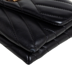 Pre Owned Tory Burch Black Quilted Leather Kira Crossbody Bag