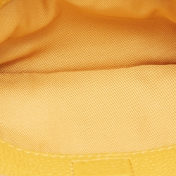 Pre Owned Tory Burch Yellow Logo Embossed Leather Double Zip Camera Crossbody Bag