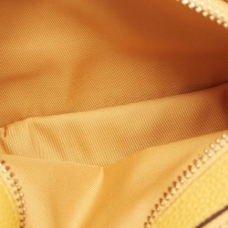 Pre Owned Tory Burch Yellow Logo Embossed Leather Double Zip Camera Crossbody Bag