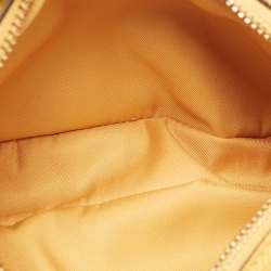 Pre Owned Tory Burch Yellow Logo Embossed Leather Double Zip Camera Crossbody Bag