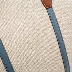 Pre Owned Tory Burch Beige Canvas and Leather Blake Shopper Tote