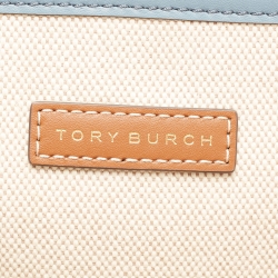 Pre Owned Tory Burch Beige Canvas and Leather Blake Shopper Tote