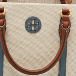 Pre Owned Tory Burch Beige Canvas and Leather Blake Shopper Tote
