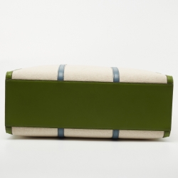 Pre Owned Tory Burch Beige Canvas and Leather Blake Shopper Tote