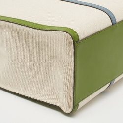 Pre Owned Tory Burch Beige Canvas and Leather Blake Shopper Tote